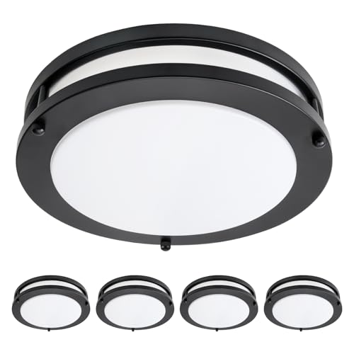 10inch LED Flush Mount Ceiling Light Fixture Dimmable Matte Black (4 Count)