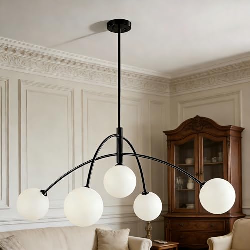 5 Light Contemporary Black Chandeliers for Dining Room Light Fixture