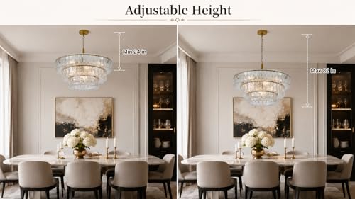 3 Tier 26 Inch Clear Crystal Glass Chandeliers