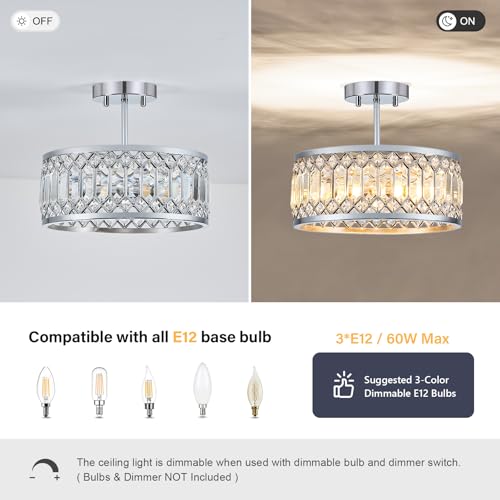 Crystal Chrome Ceiling Light