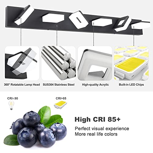 3 Colors Dimmable Bathroom Light Fixtures Over Mirror