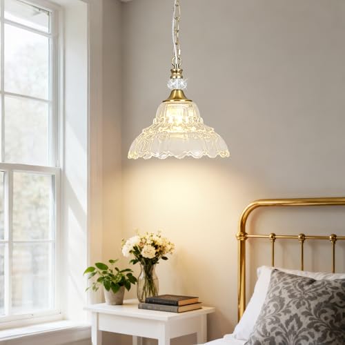 1 Piece Vintage Chandelier in Brushed Gold Finish with Flower (1-Light / Gold and Chain Style)