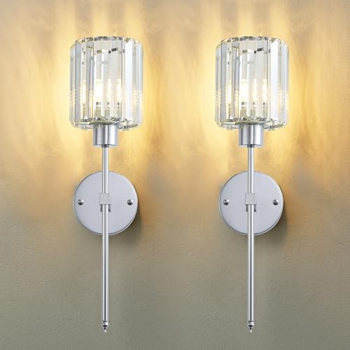 Hardwired Crystal Wall Sconces Set of 2
