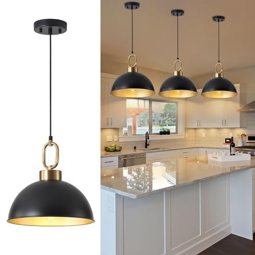 12.2In Black and Gold Pendant Lights Kitchen Island