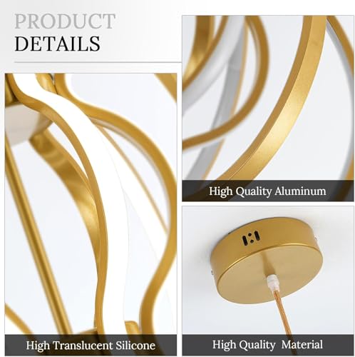 Modern Gold Chandelier with Remote Control
