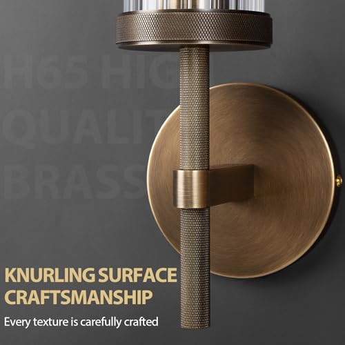 19.5" Knurled‑Craft Hardwired Bronze Wall Sconce (2 Count)