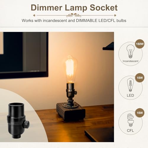UL Listed Full Range Dimmer Lamp Socket Replacement (2 Count)