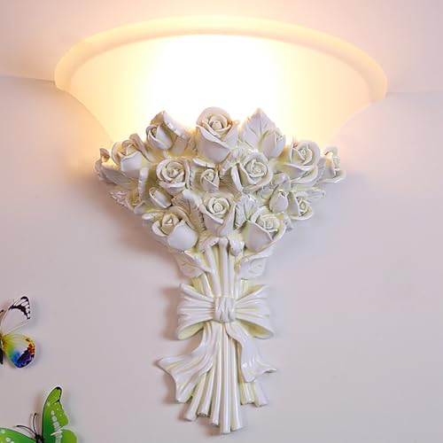 Art Deco Wall Sconce Vintage Glass Wall Sconces Unique White Flower Lighting with Frosted Glass Shade Antique Retro Style Sconce Lamp for Farmhouse Kitchen Living Room Hallway Bedroom