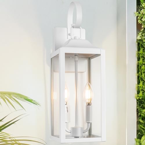 19" White Large Outdoor Wall Lantern 2