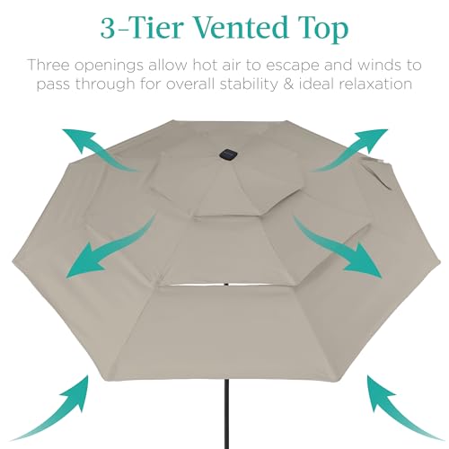 10ft 3 Tier Solar Patio Umbrella