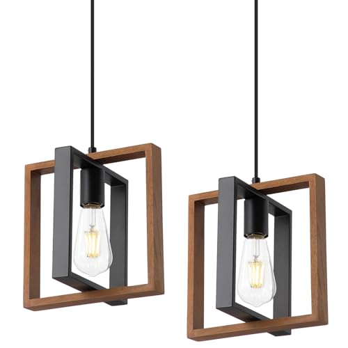 Wood Pendant Light Kitchen Island Set of 2 (2 Count)