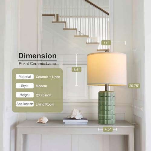 20.75" Small Modern Ceramic Table Lamps Set of 2 for Bedroom (2 Count)