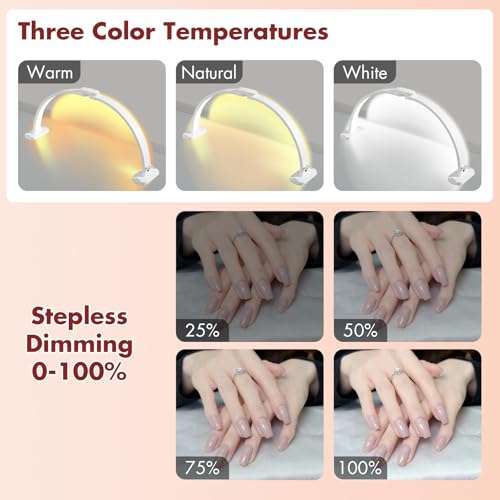 Half Moon Light for Nail Desk with Phone Holder