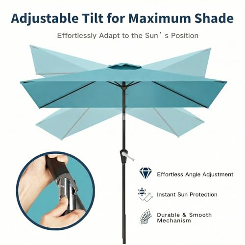 6.5' x 10' Rectangular Patio Umbrella Large Outdoor Market Umbrella w