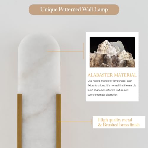 Modern Alabaster Wall Sconce Brushed Brass Finish