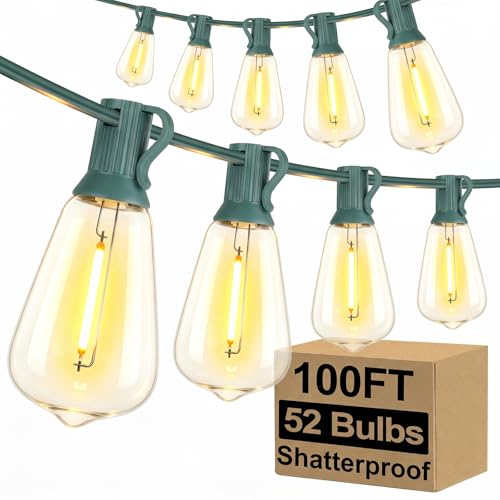 100FT Outdoor String Lights 52 Bulbs