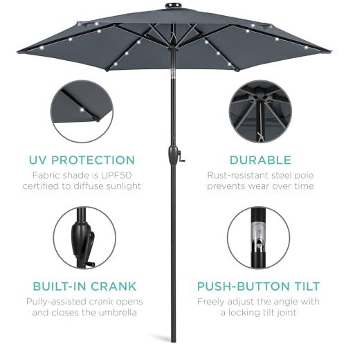 7.5ft Solar Umbrella LED Lighted Patio Umbrella