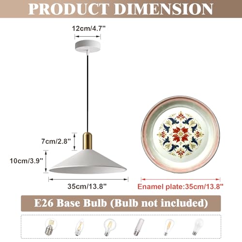Lighting Vintage Modern 13.8” Large White Dome Pendant Light Fixtures