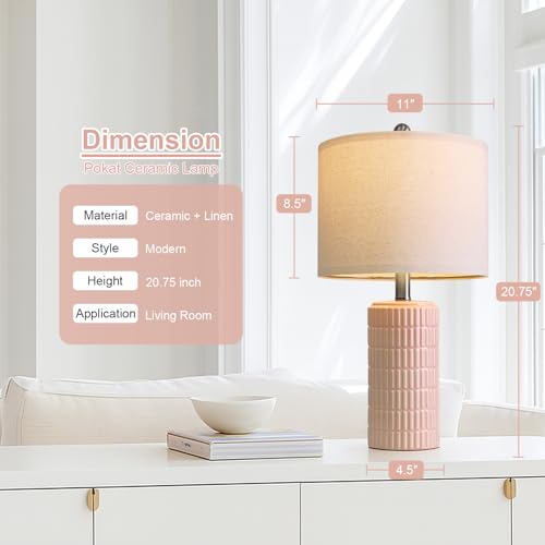20.75" Pink Ceramic Table Lamps Set of 2 (2 Count)