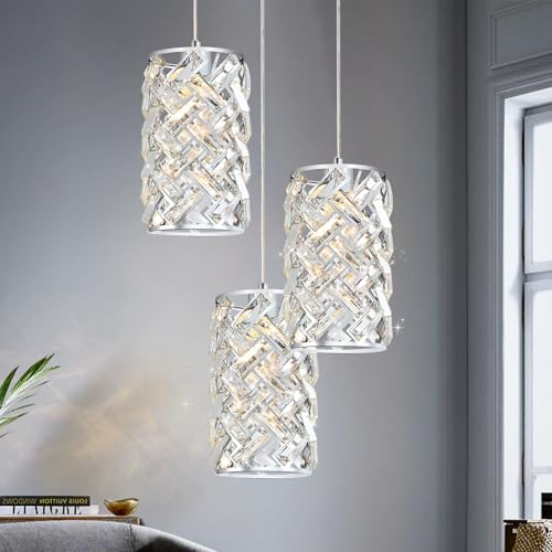 Chrome Crystal Cluster Pendant Light