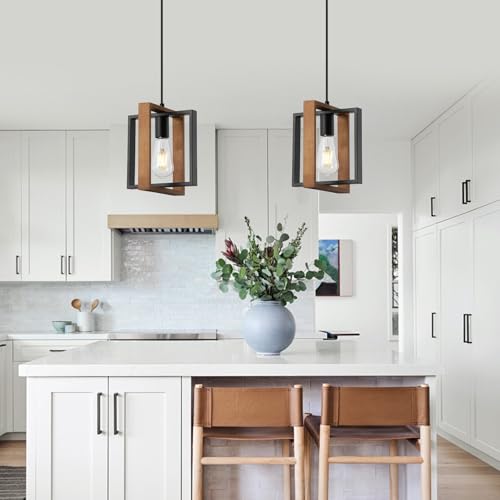 Wood Pendant Light Kitchen Island Set of 2 (2 Count)