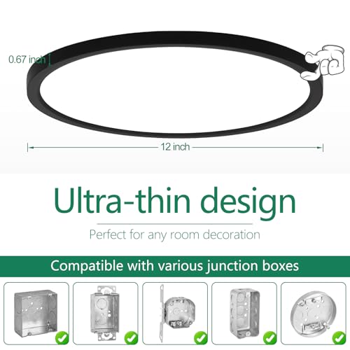 12 Inch LED Flush Mount Ceiling Light Fixture