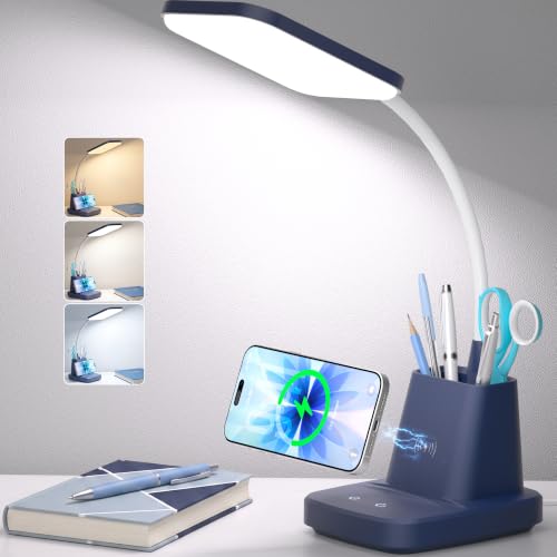 LED Desk Lamp with 10W Wireless Charging & Pen Holder
