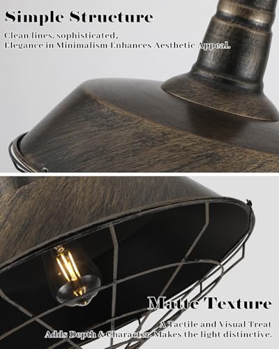 Brass Industrial Pendant Lights 2 Packs
