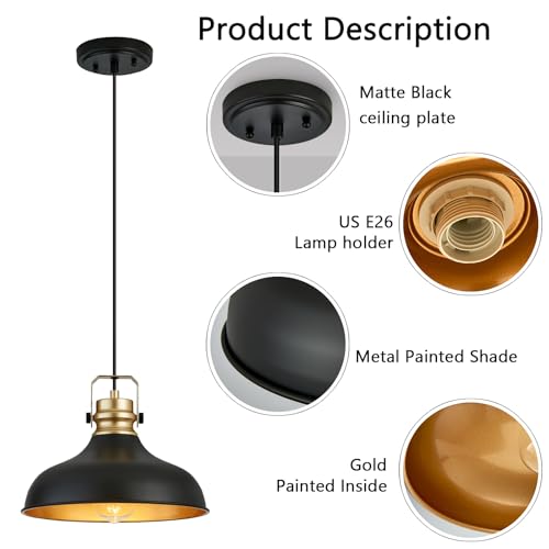 Black and Gold Pendant Lights Kitchen Island Fixtures