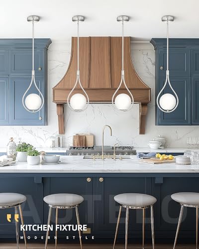8 Inch Glass Brushed Nickel Pendant Lights Kitchen Island