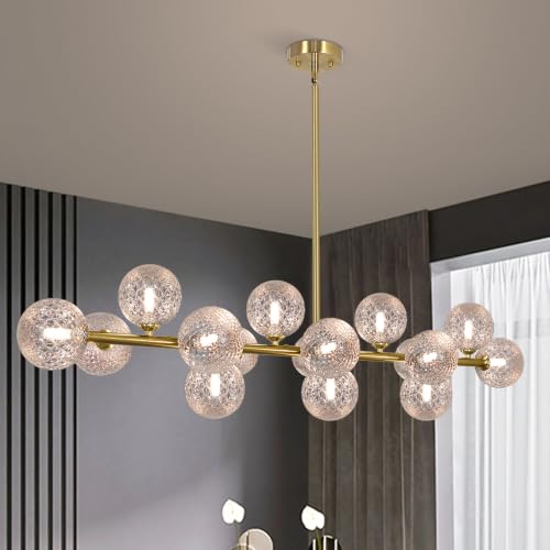 Gold Chandelier Sputnik Linear Chandelier for Dining Room Mid Century Light