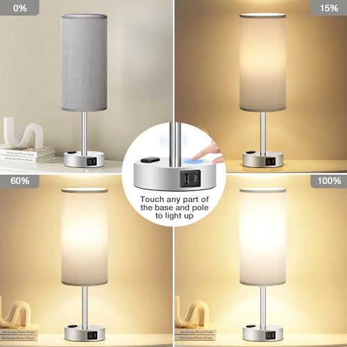 Grey Bedside Lamp for Bedroom
