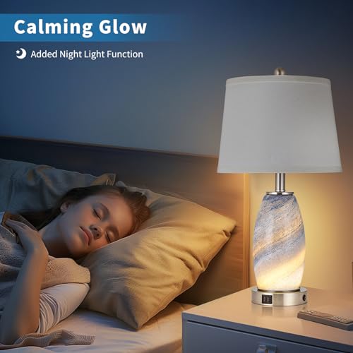 Glass Blue Table Lamp for Living Room Bedroom
