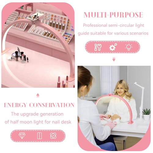 Foldable Large Half Moon LED Light for Table Nail Desk with Phone Stand