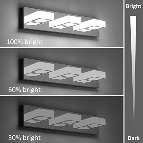 Dimmable LED Vanity Light Modern 3 Light Acrylic Stainless Steel for Bathroom Vanity Lighting Fixtures