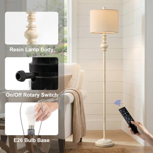 64.25" Farmhouse Floor Lamp with Remote (Warm White & Gold)