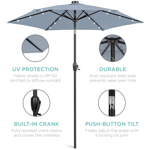 7.5ft Solar Umbrella LED Lighted Patio Umbrella