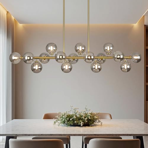 55" Long Brass Gold Chandeliers for Dining Room Kitchen Island