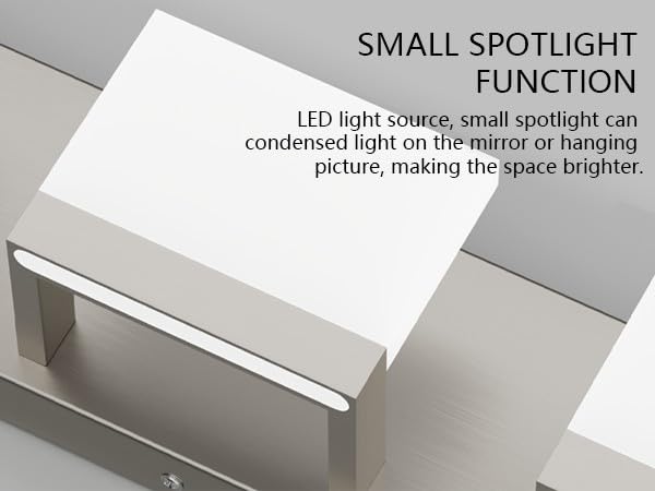 Brushed Nickel Modern Vanity Light Fixtures 4 Lights LED Bathroom Lights Up and Down Bathroom Wall Lighting Over Mirror
