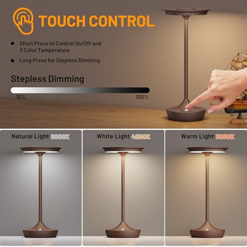 LED Cordless Table Lamp 6000mAh Rechargeable Battery Outdoor Light Rust