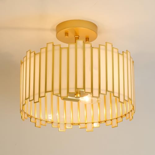 Gold Ceiling Light Fixture Drum Shape