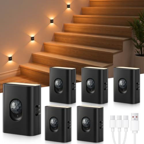 Rechargeable Motion Sensor Stair Lights Indoor (6 Count)