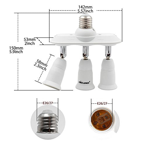 Light Socket Splitter 3 Way Adapter