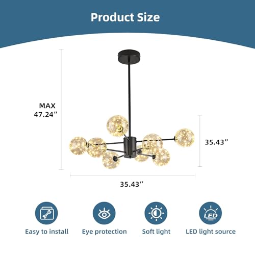 Modern Led Chandelier with Globe Glass