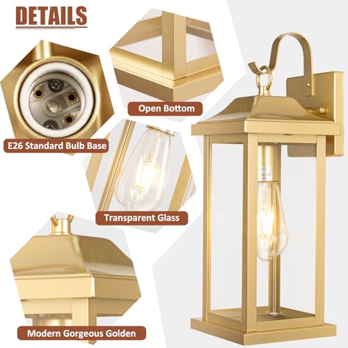 17 Inch Large Gold Outdoor Sconces Wall Lighting 2 (2 Count)