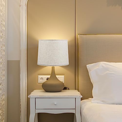Lamp shades for Table Lamps 11.4" Top x 12.6" Bottom x 9.8" High Drum Lamp shades for Floor Lamps Medium Linen Lampshade Easy Assembly for Lamp Replacement