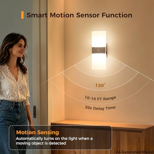 Motion Sensor Wall Sconce Set of 2