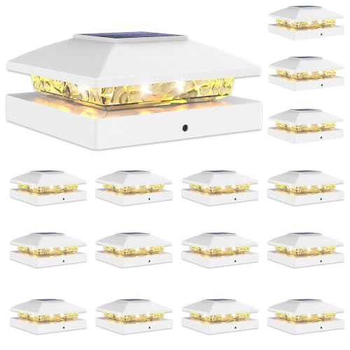 20 Pack White Solar Post Cap Lights Fit 4x4 Fence Deck Post (20 Count)