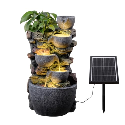24'' Stacked Rock Solar Powered Water Fountain