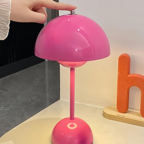Modern Flower Bud Lamp 12" Cordless Touch Lamp Dimmable 2600mAh Rechargeable Desk Lamp Nordic Minimalist Mushroom Lamp Nightstand Bedside Lamp for Bedroom Living Room